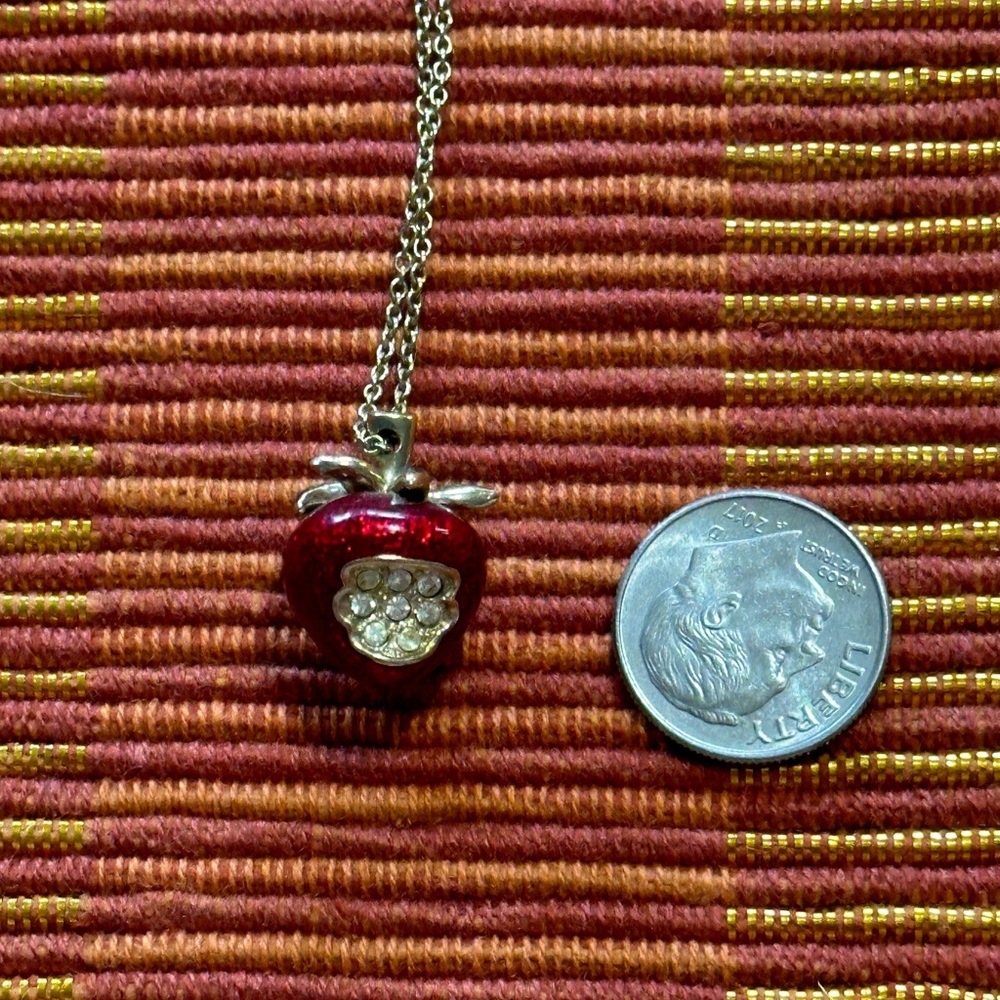 Gold Tone Apple Charm Necklace View 4